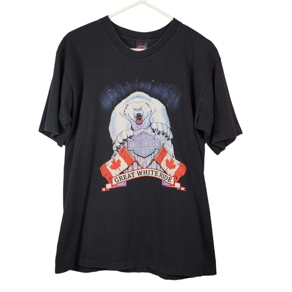 Harley-Davidson Vintage 90's Polar Bear "Great White Ride" Single Stitched Tee L - Picture 2 of 13